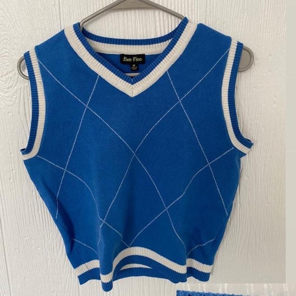 Blue Crop Sweater Vest